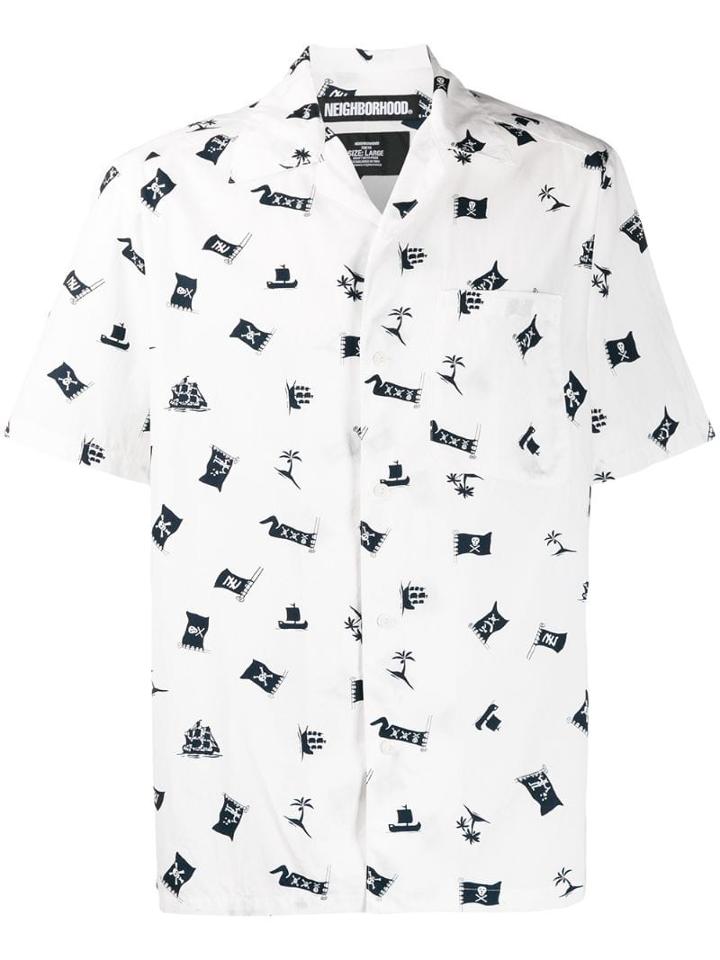 Neighborhood Pirate Print Shirt - White