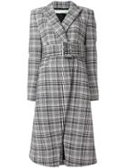 Off-white Belted Checked Coat - Black