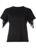 Sacai Fringed Back T-shirt, Women's, Size: 3, Black, Linen/flax/polyester
