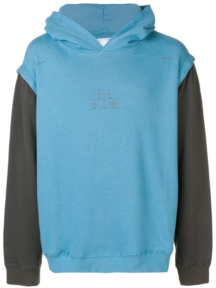 C2h4 Contrast Sleeve Hoodie - Blue