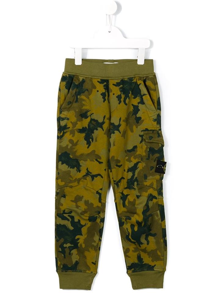 Stone Island Kids Camouflage Track Pants, Boy's, Size: 8 Yrs, Green