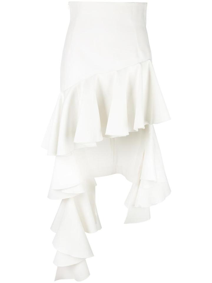 Jacquemus Ruffled Asymmetric Skirt, Women's, Size: 38, White, Cotton/polyamide