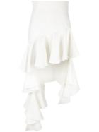 Jacquemus Ruffled Asymmetric Skirt, Women's, Size: 38, White, Cotton/polyamide