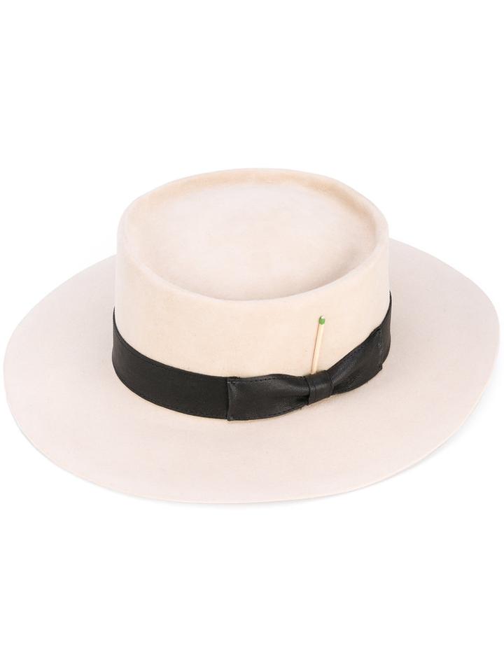 Nick Fouquet - Contrast Round Hat - Women - Wool Felt - 57, Nude/neutrals, Wool Felt