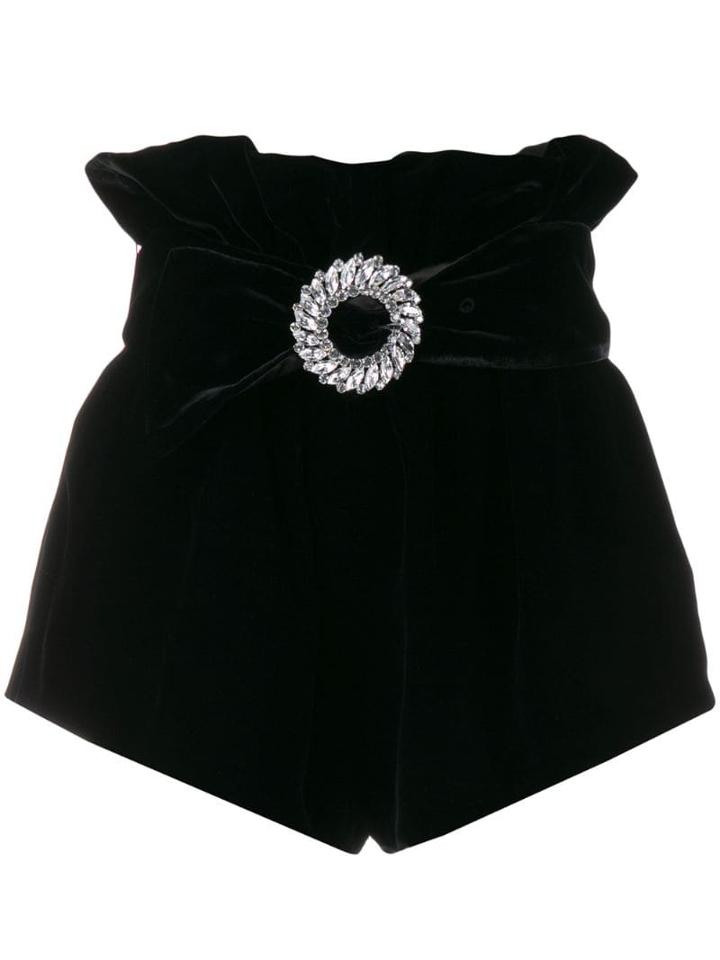 Miu Miu Embellished Velvet Shorts - Black