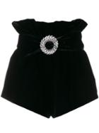 Miu Miu Embellished Velvet Shorts - Black