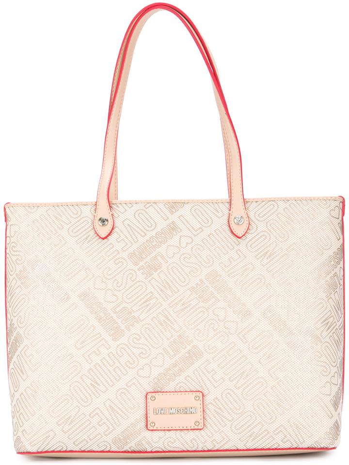 Love Moschino Logo Print Shopper Tote - Nude & Neutrals