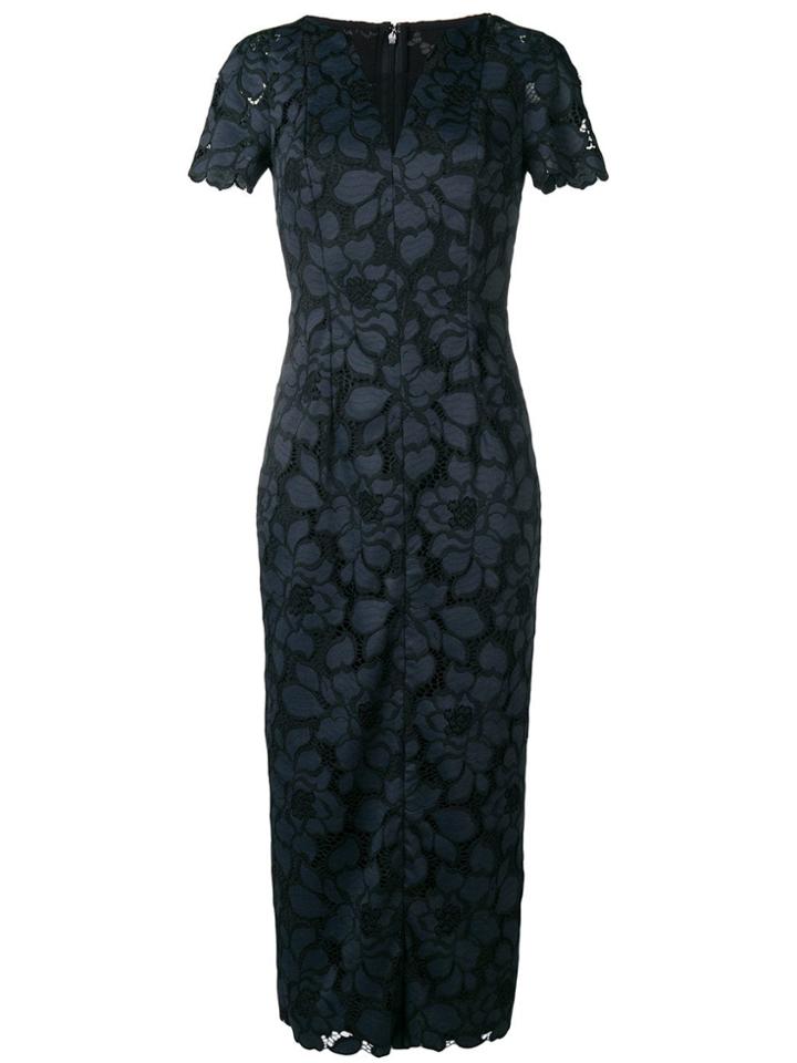 Talbot Runhof Lotus Lace Fitted Dress - Blue