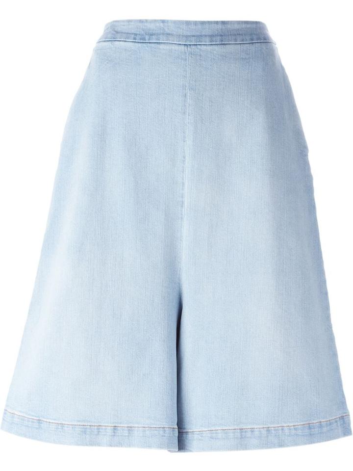 Stella Mccartney Wide Denim Culottes, Women's, Size: 28, Blue, Cotton/spandex/elastane