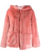 L'autre Chose Faux Fur Hooded Jacket - Pink