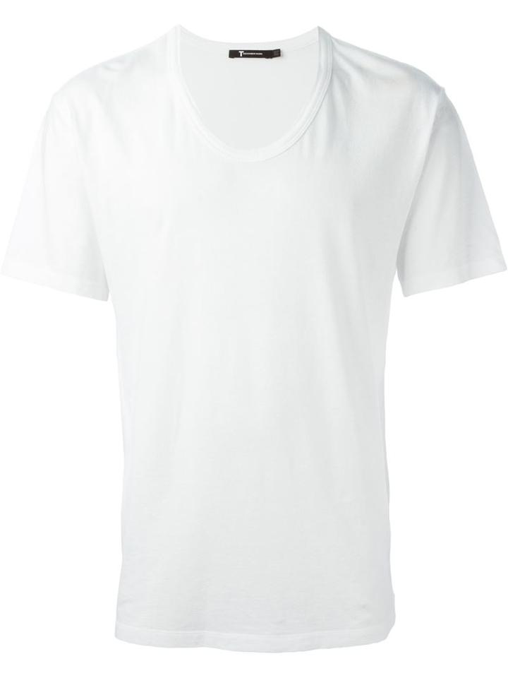 T By Alexander Wang Low Neck T-shirt, Men's, Size: M, White, Cotton