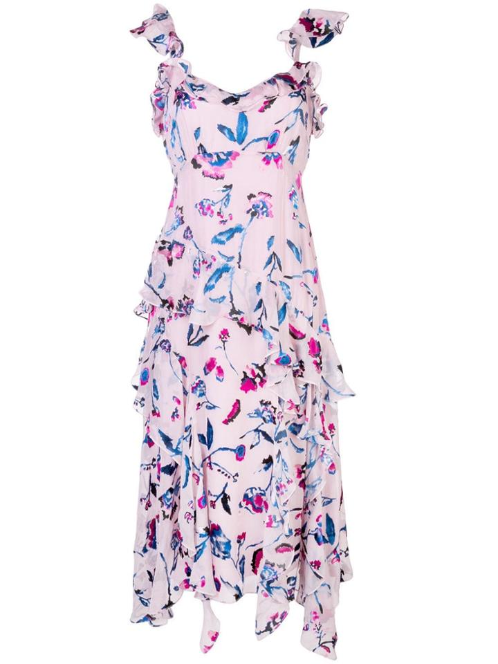 Tanya Taylor Violeta Floral Ruffle Dress - Pink