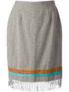 Jean Louis Scherrer Vintage Fringed Skirt, Women's, Size: 36, Grey