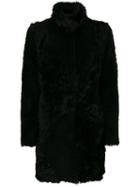 Drome - Furry Detail Buttoned Up Coat - Women - Lamb Skin/leather - S, Black, Lamb Skin/leather