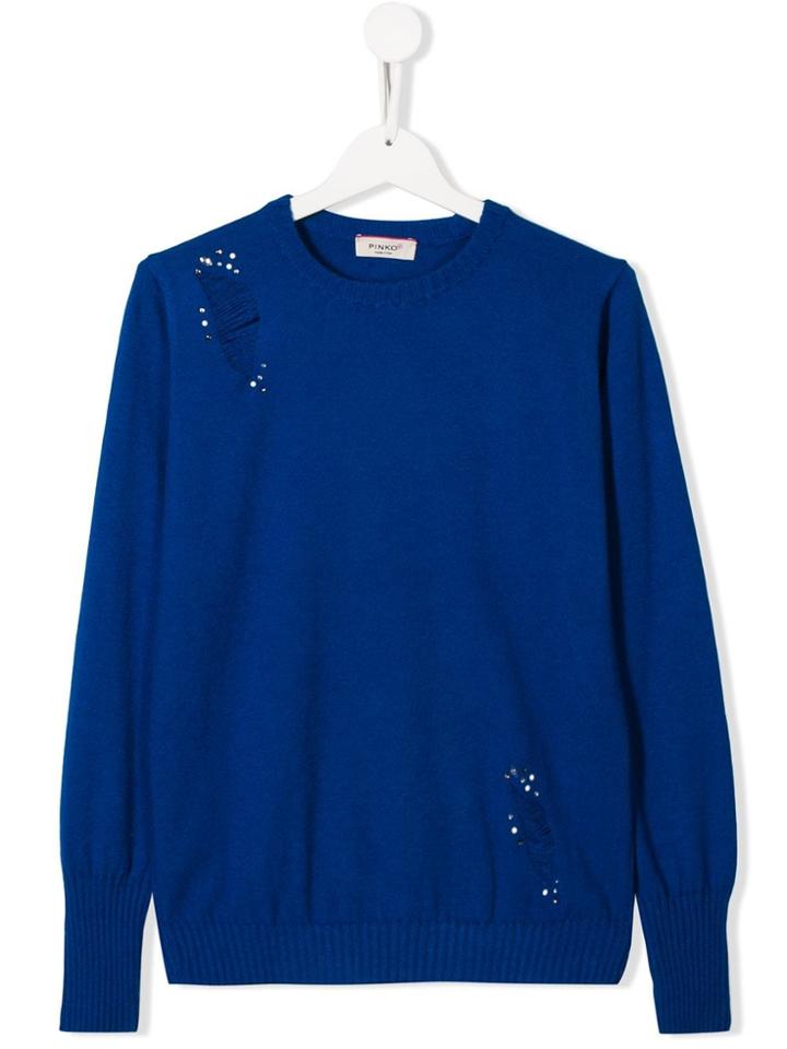 Pinko Kids Teen Rhinestone-embellished Jumper - Blue