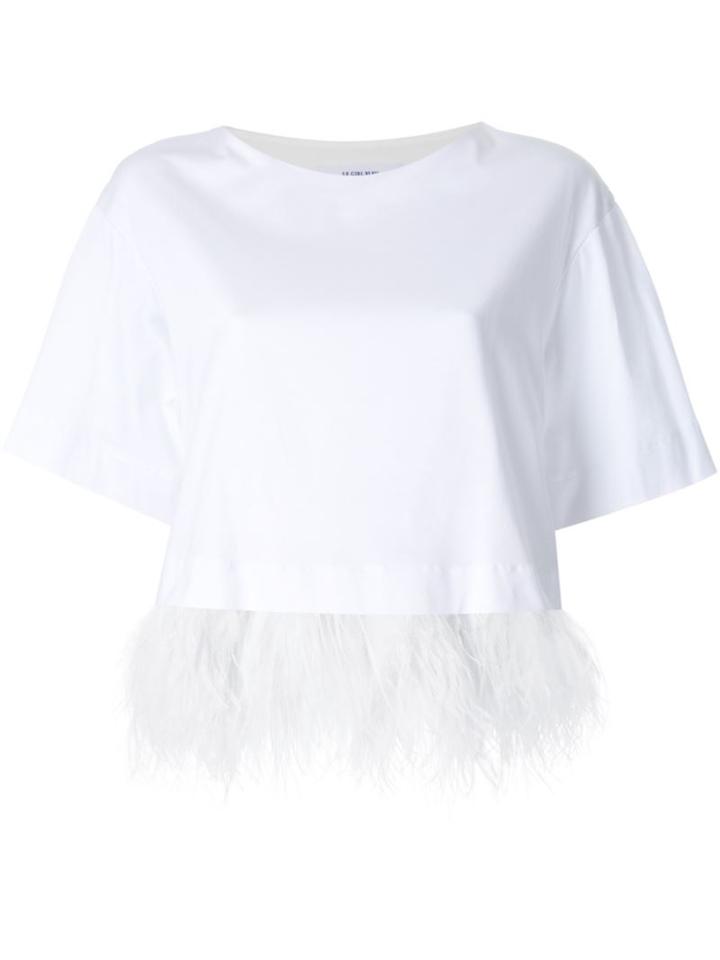 Le Ciel Bleu Feather Hem Blouse, Women's, Size: 36, White, Cotton