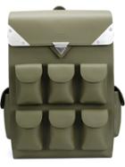Valas Multiple Pockets Backpack, Green, Leather