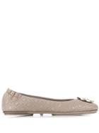 Tory Burch Logo Plaque Quilted Ballerinas - Grey