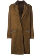 Yves Salomon Long Notched Lapel Coat, Women's, Size: 40, Brown, Lamb Skin/lamb Fur