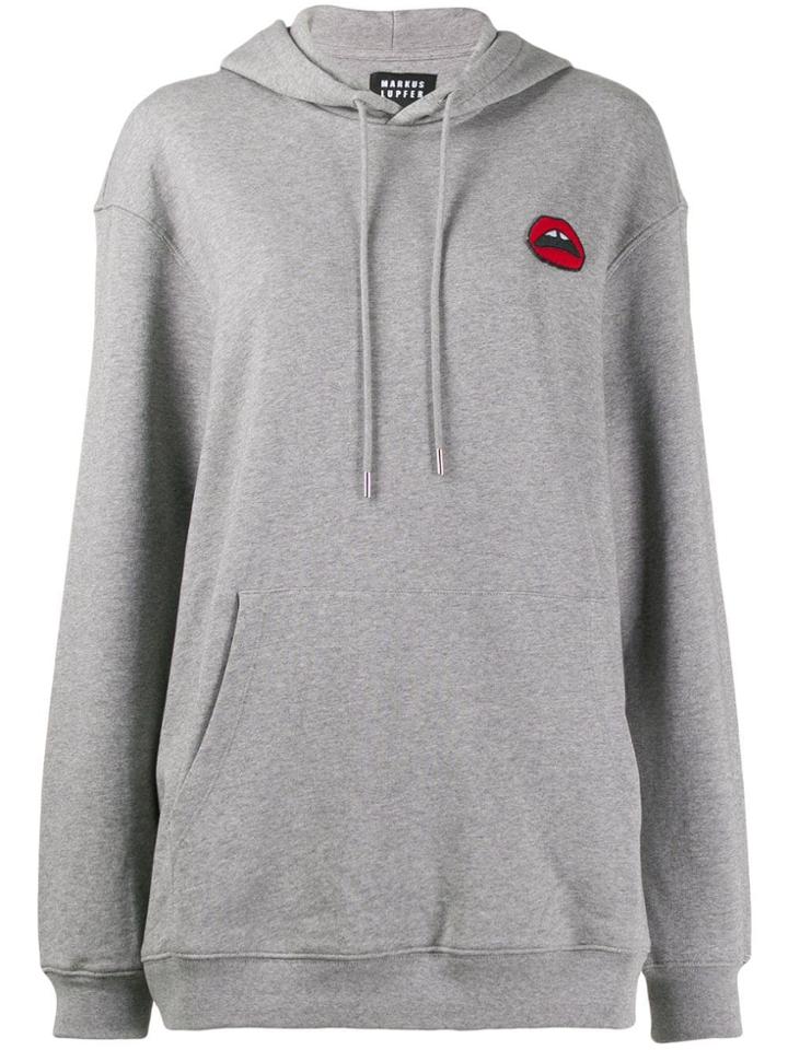 Markus Lupfer Lipstick Lips Hoodie - Grey