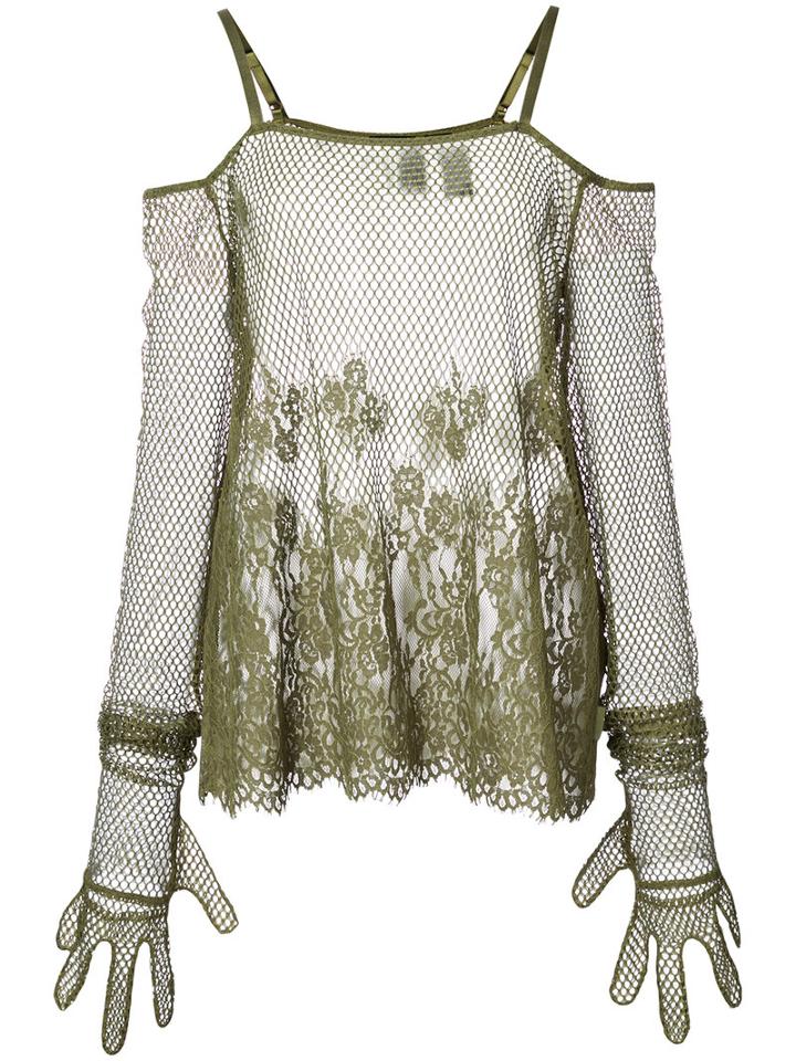 Fenty X Puma - Floral Mesh Top - Women - Cotton/nylon/polyamide - S, Green, Cotton/nylon/polyamide