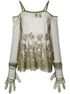 Fenty X Puma - Floral Mesh Top - Women - Cotton/nylon/polyamide - S, Green, Cotton/nylon/polyamide
