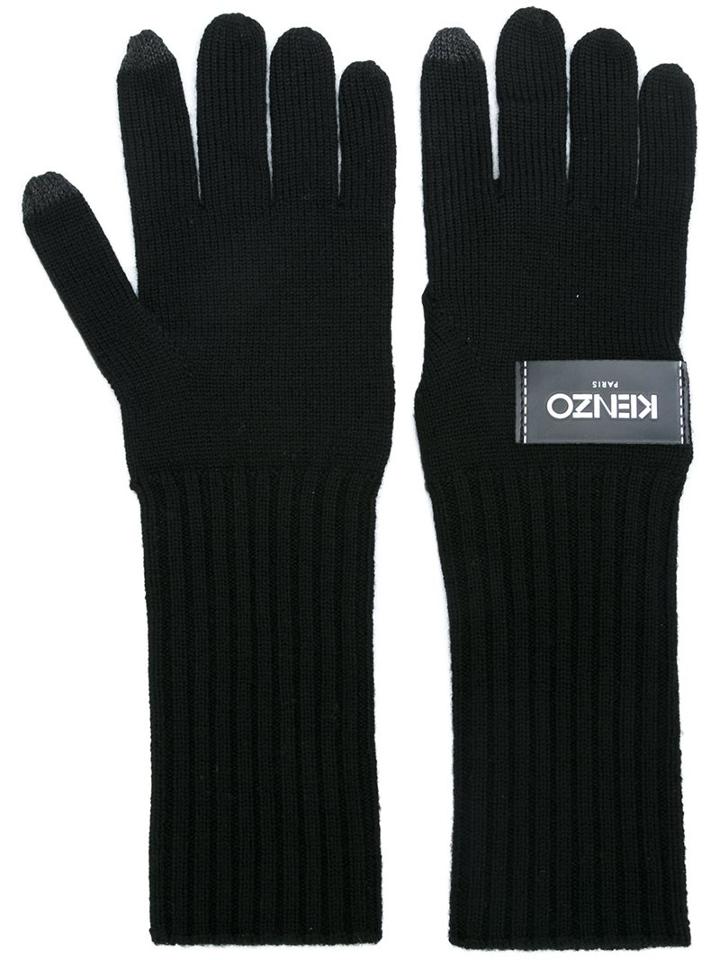 Kenzo Knitted Gloves, Women's, Black, Wool