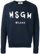 Msgm - Logo Print Sweatshirt - Men - Cotton - Xl, Blue, Cotton