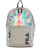 Fila Logo Print Holographic Backpack - Silver