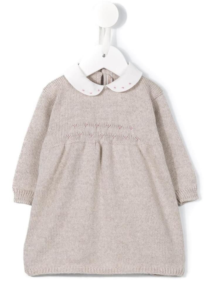 Stitch Detail Knitted Dress - Kids - Virgin Wool - 6 Mth, Nude/neutrals, Little Bear