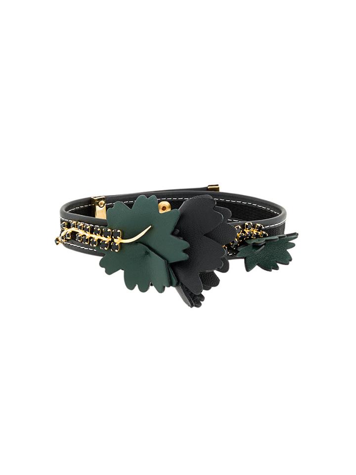 Marni Crystal Detail Floral Choker - Black