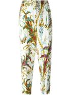 Philosophy Di Lorenzo Serafini Floral Print Cropped Trousers, Women's, Size: 38, White, Rayon