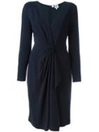 Armani Collezioni Draped Front Dress, Women's, Size: 44, Blue, Polyamide/spandex/elastane/viscose