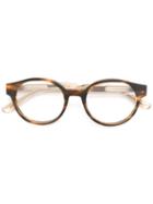 Bottega Veneta Eyewear Round Frame Glasses, Brown, Acetate