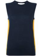 Victoria Victoria Beckham - Contrast Side Stripe Top - Women - Polyester/viscose/wool - 8, Blue, Polyester/viscose/wool