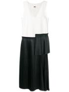 Mm6 Maison Margiela Pleated Two-tone Dress - Black