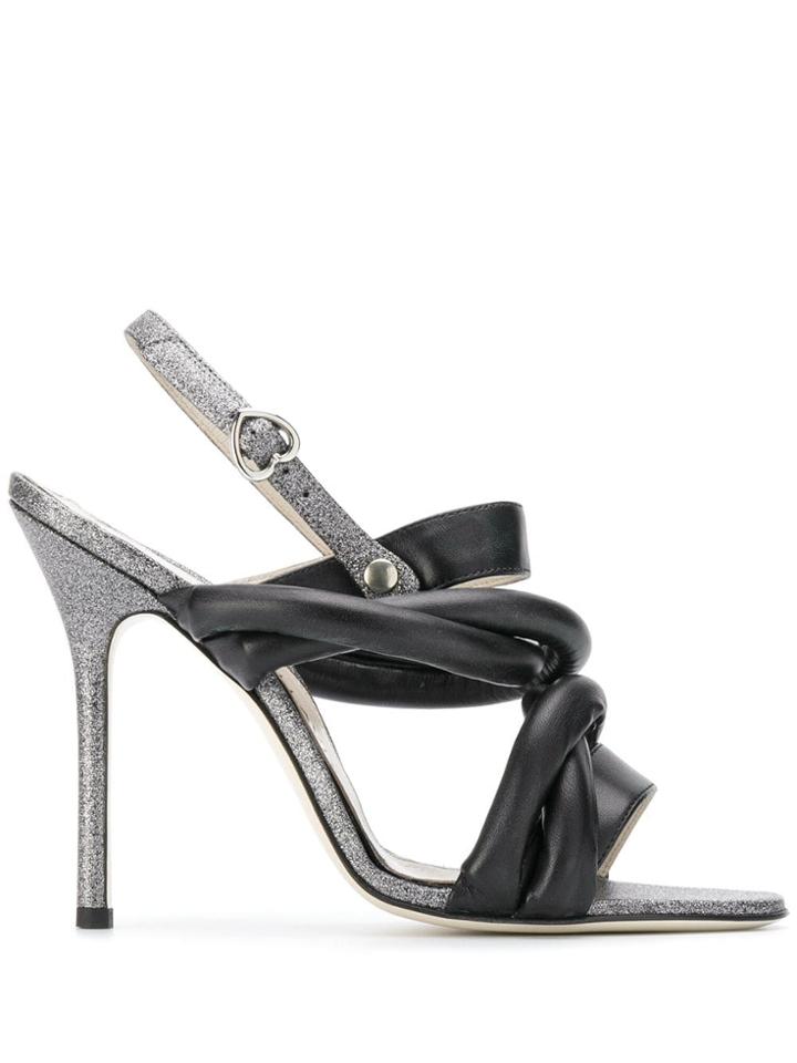 Francesca Bellavita Glitter Stiletto Sandals - Black