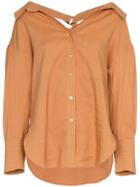 Rejina Pyo Drop Shoulder Collared Shirt Blouse - Brown
