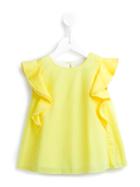 Hucklebones London Flutter Sleeve Swing Top, Girl's, Size: 10 Yrs, Yellow/orange