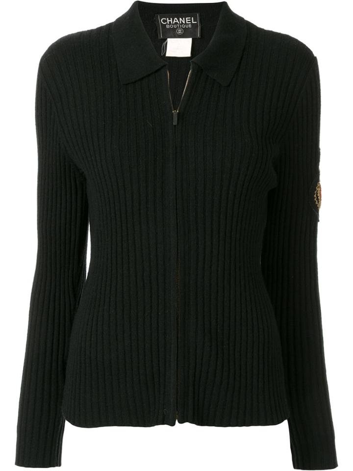 Chanel Pre-owned 1996 Zip-up Polo Shirt - Black