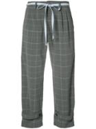 L'equip - Strapped Checked Cropped Trousers - Women - Polyester/spandex/elastane/rayon - 30, Grey, Polyester/spandex/elastane/rayon