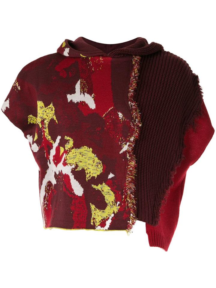 Necessity Sense Rik Patchwork Hooded Vest - Red