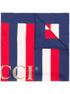 Gucci Red, White And Blue Sylvie Stripe Silk Scarf