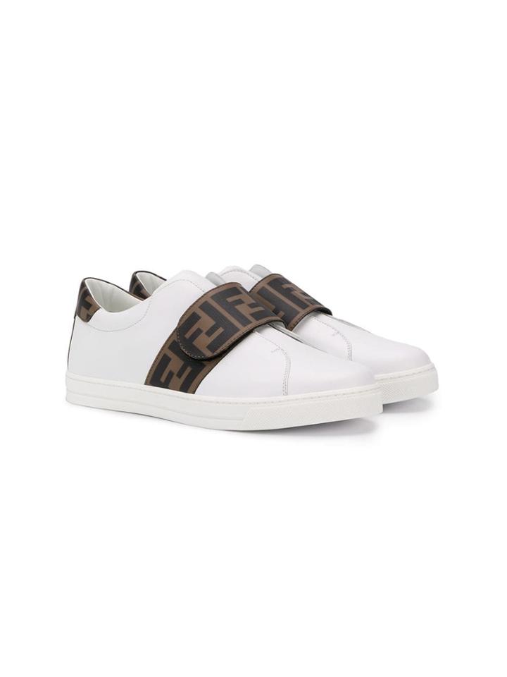 Fendi Kids Logo Strap Sneakers - White
