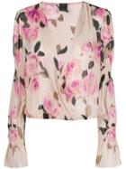 Pinko Floral Draped Blouse - Neutrals