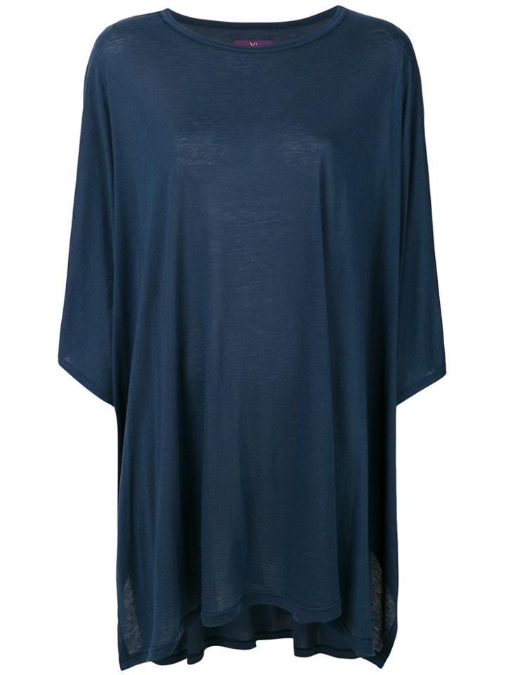 Y's Oversized Cropped Sleeve Top - Blue