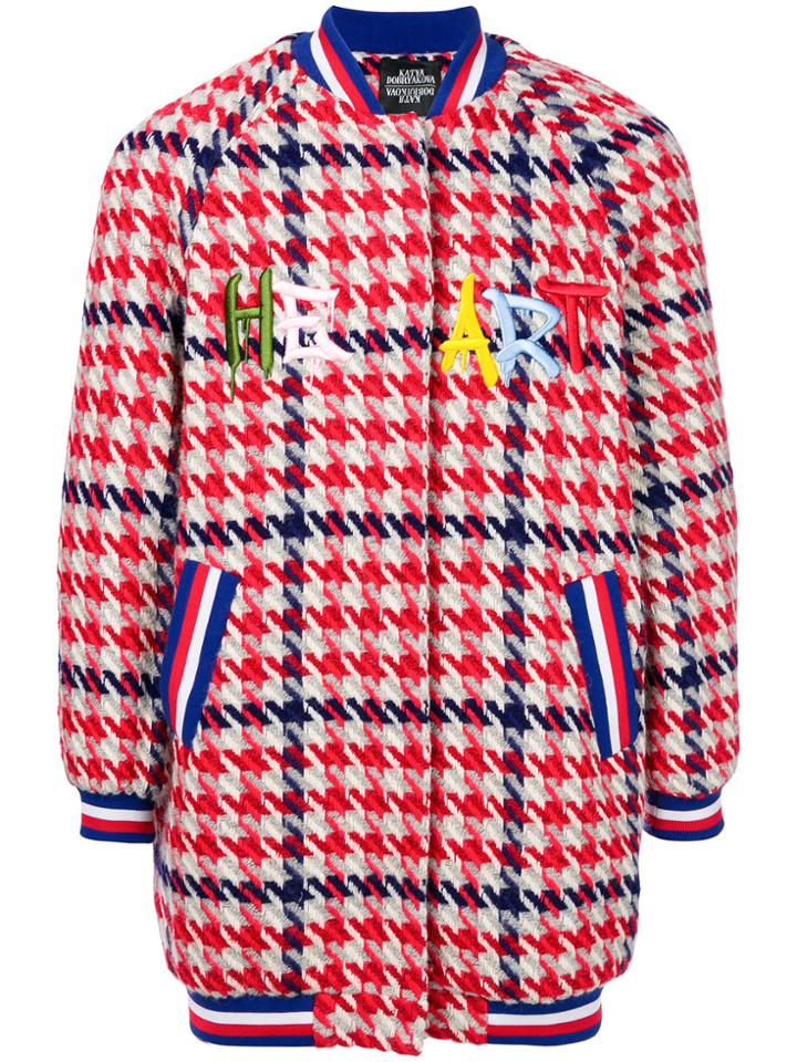 Katya Dobryakova Houndstooth Oversized Bomber - Red