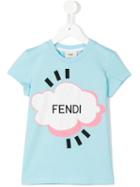 Fendi Kids Logo Print T-shirt, Girl's, Size: 12 Yrs, Blue