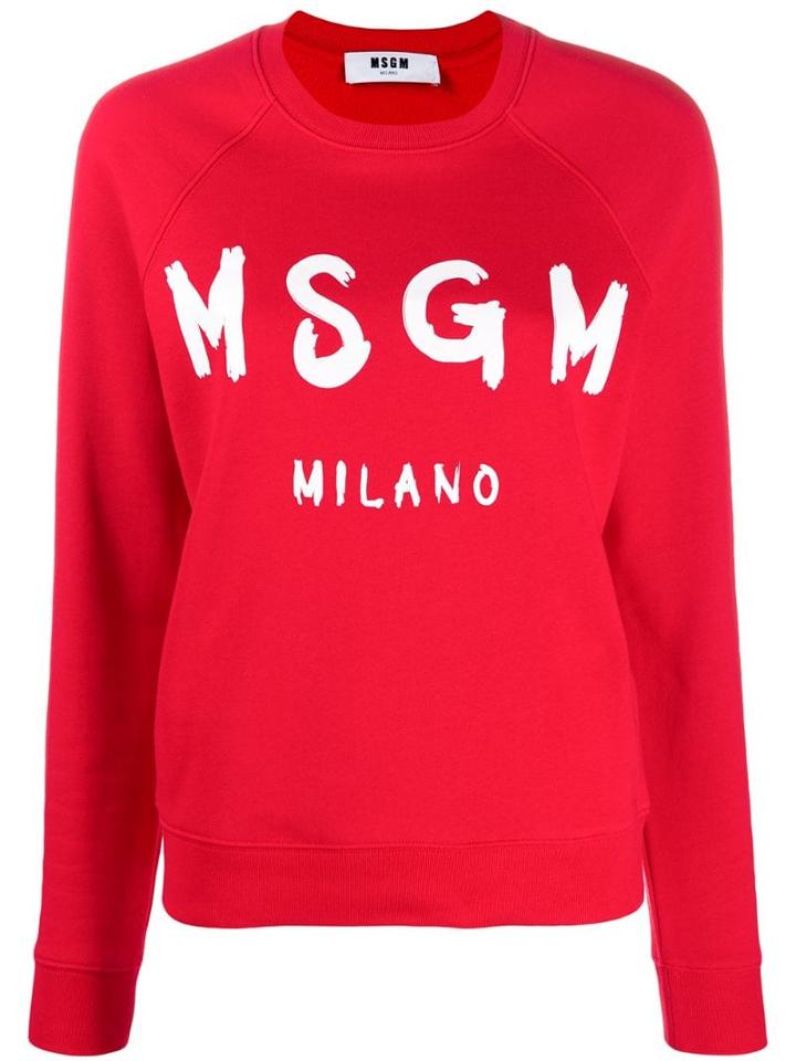 Msgm Oversized Logo Sweatshirt - Red