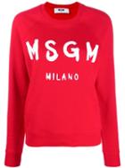 Msgm Oversized Logo Sweatshirt - Red